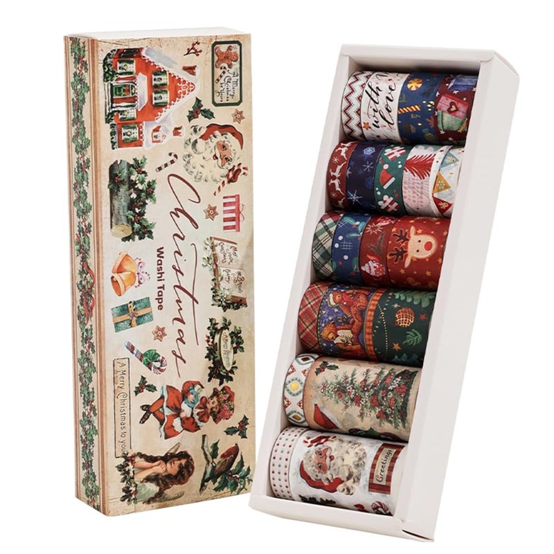 icceemee Christmas Theme Washi Tape Set, 20 Rolls Christmas Theme Washi TapeWritable Decorative Tapes for Scrapbooking, Junk Journal Supplies, Bullet Journaling, 0.6"x79" per Roll - Image 1